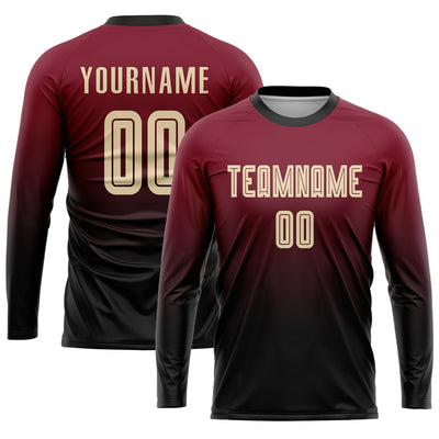 Custom Crimson Cream-Black Sublimation Fade Fashion Soccer Uniform Jersey