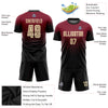 Custom Crimson Cream-Black Sublimation Fade Fashion Soccer Uniform Jersey