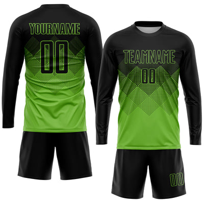 Custom Neon Green Black Sublimation Soccer Uniform Jersey