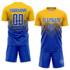 Custom Gold Royal-White Sublimation Soccer Uniform Jersey