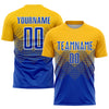 Custom Gold Royal-White Sublimation Soccer Uniform Jersey