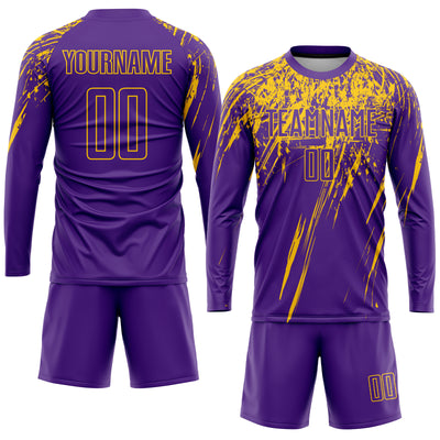 Custom Purple Yellow Sublimation Soccer Uniform Jersey