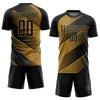 Custom Old Gold Black Sublimation Soccer Uniform Jersey