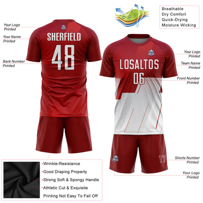 Custom Red White Sublimation Soccer Uniform Jersey