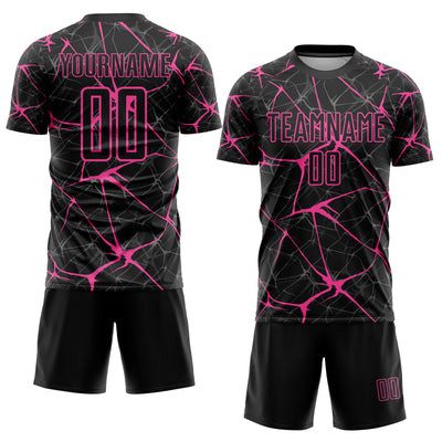 Custom Black Pink Sublimation Soccer Uniform Jersey