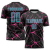 Custom Black Aqua-Pink Sublimation Soccer Uniform Jersey