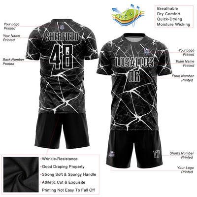 Custom Black White Sublimation Soccer Uniform Jersey