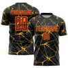 Custom Black Red-Gold Sublimation Soccer Uniform Jersey