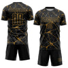 Custom Black Old Gold Sublimation Soccer Uniform Jersey