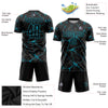 Custom Black Teal Sublimation Soccer Uniform Jersey