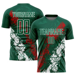 Custom Grass Green Red-White Sublimation Mexico Soccer