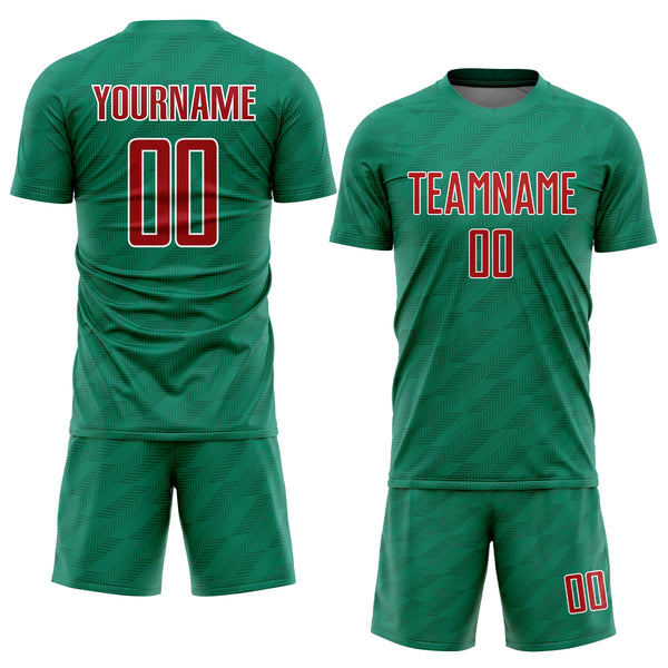 Custom Green Red-White Sublimation Mexico Soccer Uniform Jersey