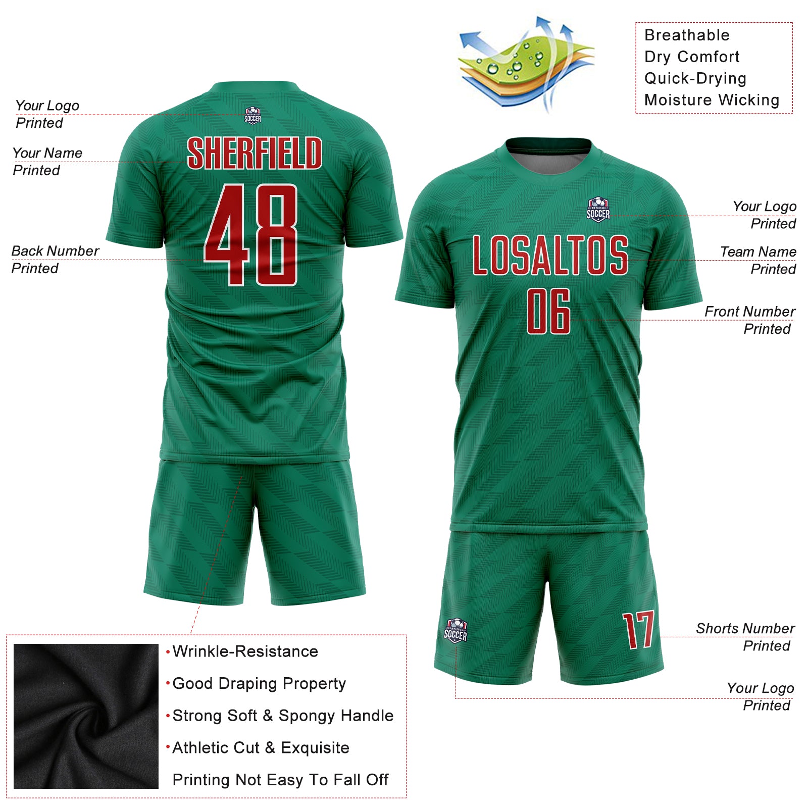 FANSIDEA Custom Soccer Jersey Uniform White Kelly Green-crimson Sublimation Mexico Men's Size:XL