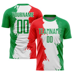 Custom Green Red-White Sublimation Mexico Soccer Uniform Jersey