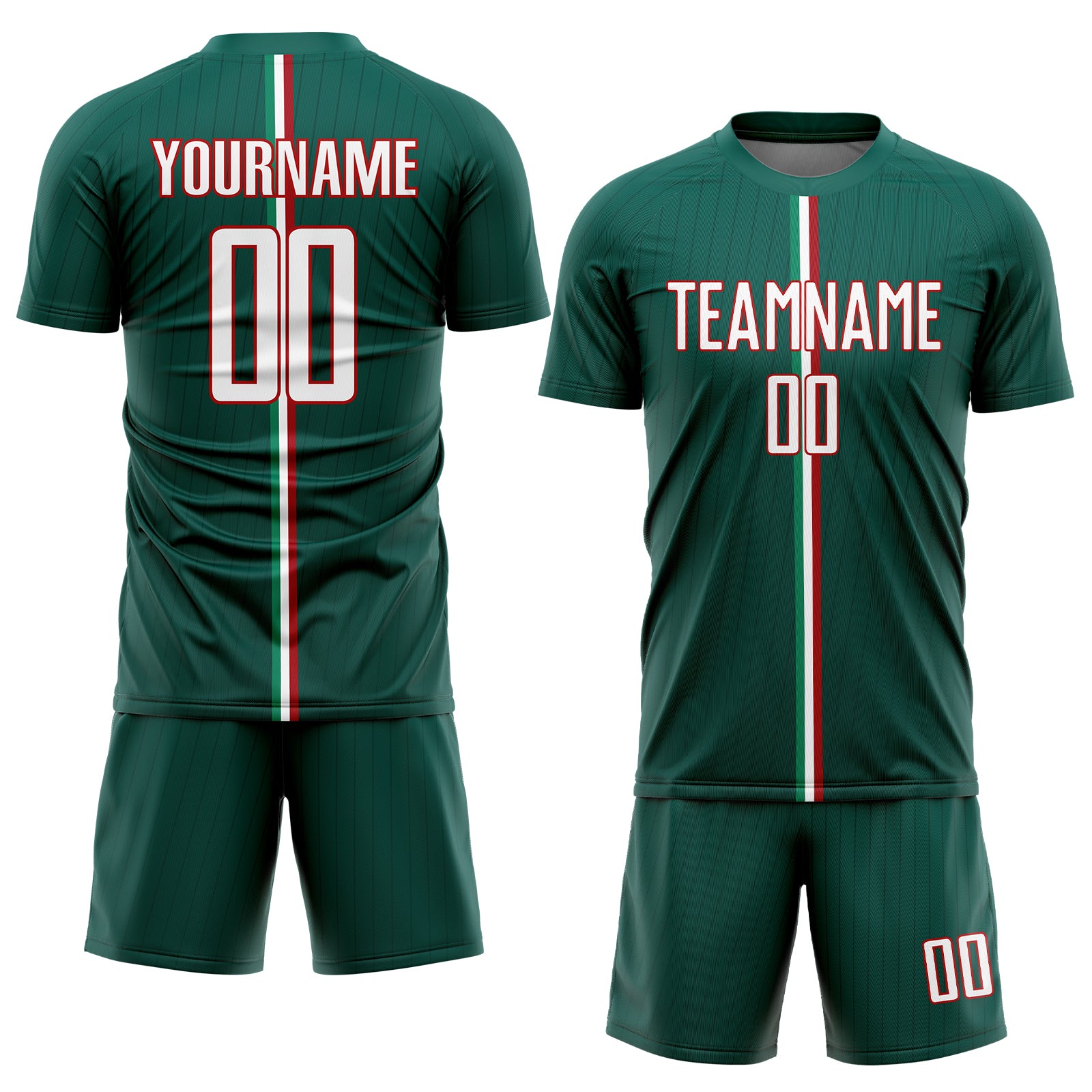 FANSIDEA Custom Soccer Jersey Uniform Grass Green Red-White Sublimation Mexico Youth Size:140