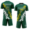 Custom Green Yellow-White Sublimation Soccer Uniform Jersey