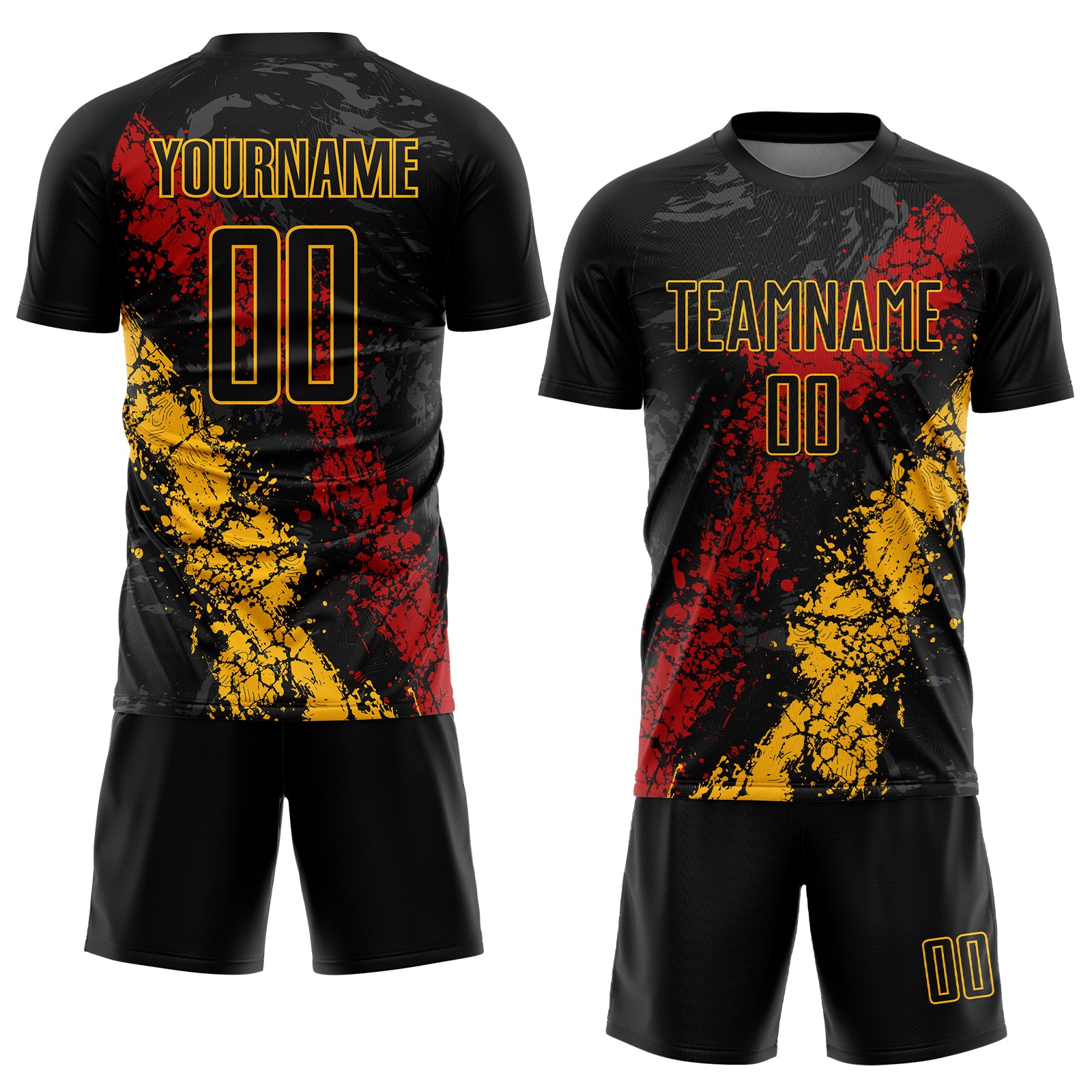 Custom Gold Black-Red Sublimation Soccer Uniform Jersey Men's Size:XL