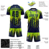 Custom Neon Green Navy-Neon Yellow Sublimation Soccer Uniform Jersey