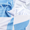 Custom Light Blue Pink-White Pinstripe Sublimation Soccer Uniform Jersey