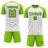 Custom White Neon Green-Black Pinstripe Sublimation Soccer Uniform Jersey