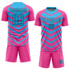 Custom Pink Sky Blue-Black Arrow Shapes Sublimation Soccer Uniform Jersey