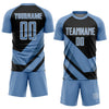 Custom Light Blue Black-White Arrow Shapes Sublimation Soccer Uniform Jersey