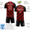 Custom Black Red-White Rhombus Print Sublimation Soccer Uniform Jersey