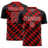 Custom Black Red-White Rhombus Print Sublimation Soccer Uniform Jersey