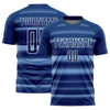 Custom Royal Light Blue-White Halftone Dots Sublimation Soccer Uniform Jersey