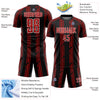 Custom Black Red-White Pinstripe Sublimation Soccer Uniform Jersey