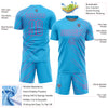 Custom Sky Blue Pink Lines Sublimation Soccer Uniform Jersey