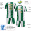 Custom White Old Gold-Kelly Green Sublimation Soccer Uniform Jersey