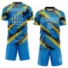 Custom Powder Blue Yellow-White Sublimation Soccer Uniform Jersey