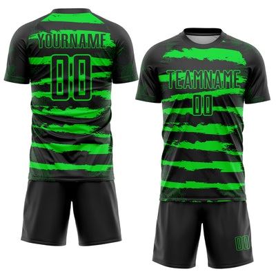 Custom Black Neon Green Sublimation Soccer Uniform Jersey