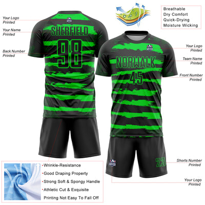 Custom Black Neon Green Sublimation Soccer Uniform Jersey