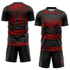 Custom Black Red Sublimation Soccer Uniform Jersey