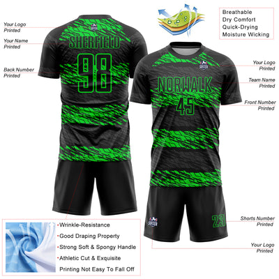 Custom Black Neon Green Sublimation Soccer Uniform Jersey