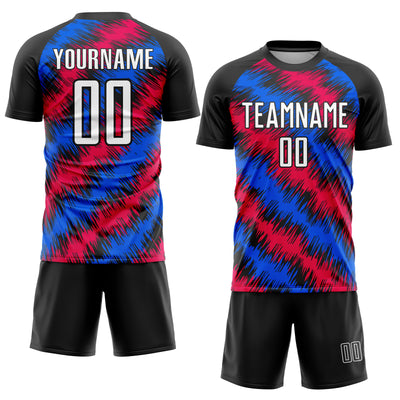 Custom Black Red-Royal Sublimation Soccer Uniform Jersey