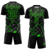 Custom Black Neon Green Lightning Sublimation Soccer Uniform Jersey