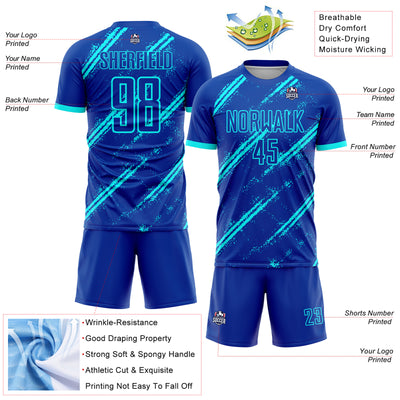 Custom Royal Lakes Blue Sublimation Soccer Uniform Jersey