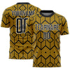 Custom Gold Black-White Abstract Geometric Shapes Sublimation Soccer Uniform Jersey