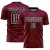 Custom Maroon Black-White Lines Sublimation Soccer Uniform Jersey