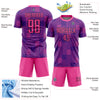 Custom Purple Pink-Black Lines Sublimation Soccer Uniform Jersey