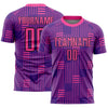 Custom Purple Pink-Black Lines Sublimation Soccer Uniform Jersey