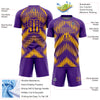 Custom Purple Gold Abstract Triangle Sublimation Soccer Uniform Jersey