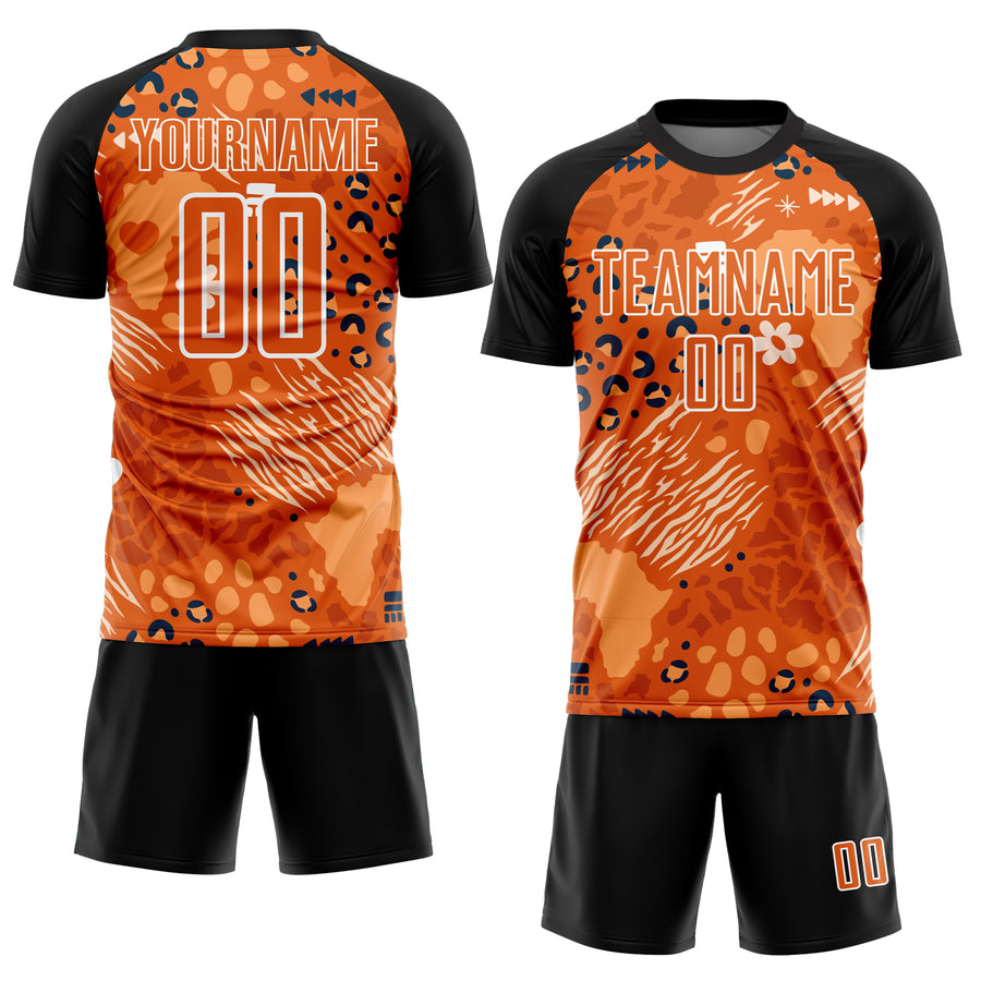 Custom Orange Bay Orange-Black African Pattern Sublimation Soccer Uniform Jersey