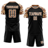 Custom Black Old Gold-White Camouflage Sublimation Soccer Uniform Jersey