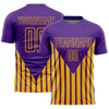 Custom Purple Gold Lines Sublimation Soccer Uniform Jersey