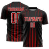 Custom Black Red-White Lines Sublimation Soccer Uniform Jersey