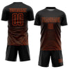 Custom Black Orange Gradient Geometric Lines Sublimation Soccer Uniform Jersey